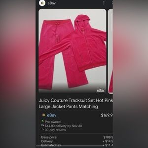 Juicy track suit worn once bought from Poshmark a long time ago for $150